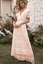 Emma Boho Floral Charming Lace Maxi Dress
