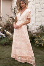 Emma Boho Floral Charming Lace Maxi Dress