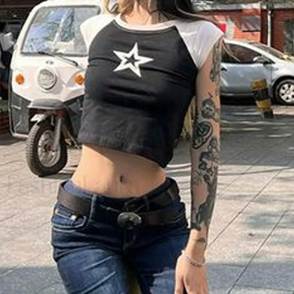 Emo Girl Black & White T Shirt