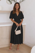 Erin Elegant Midi Dress S / Black