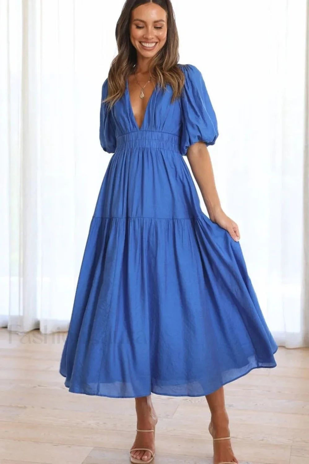 Erin Elegant Midi Dress S / Cobalt Blue