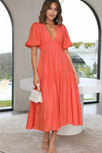 Erin Elegant Midi Dress S / Grapefruit