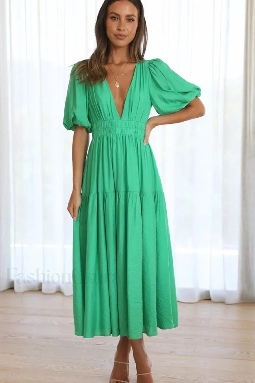 Erin Elegant Midi Dress S / Green