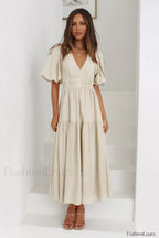 Erin Elegant Midi Dress S / Ivory