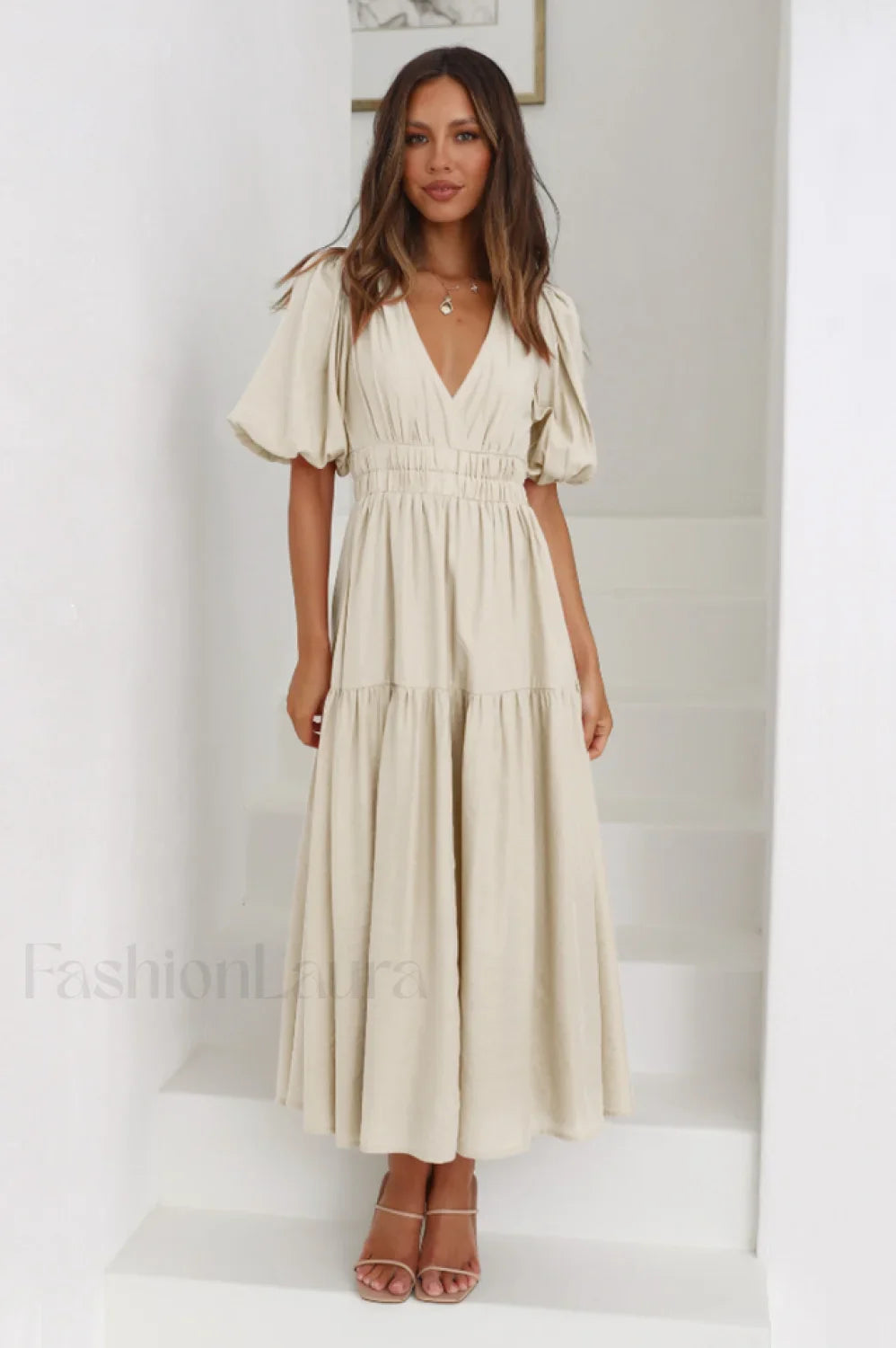 Erin Elegant Midi Dress S / Ivory