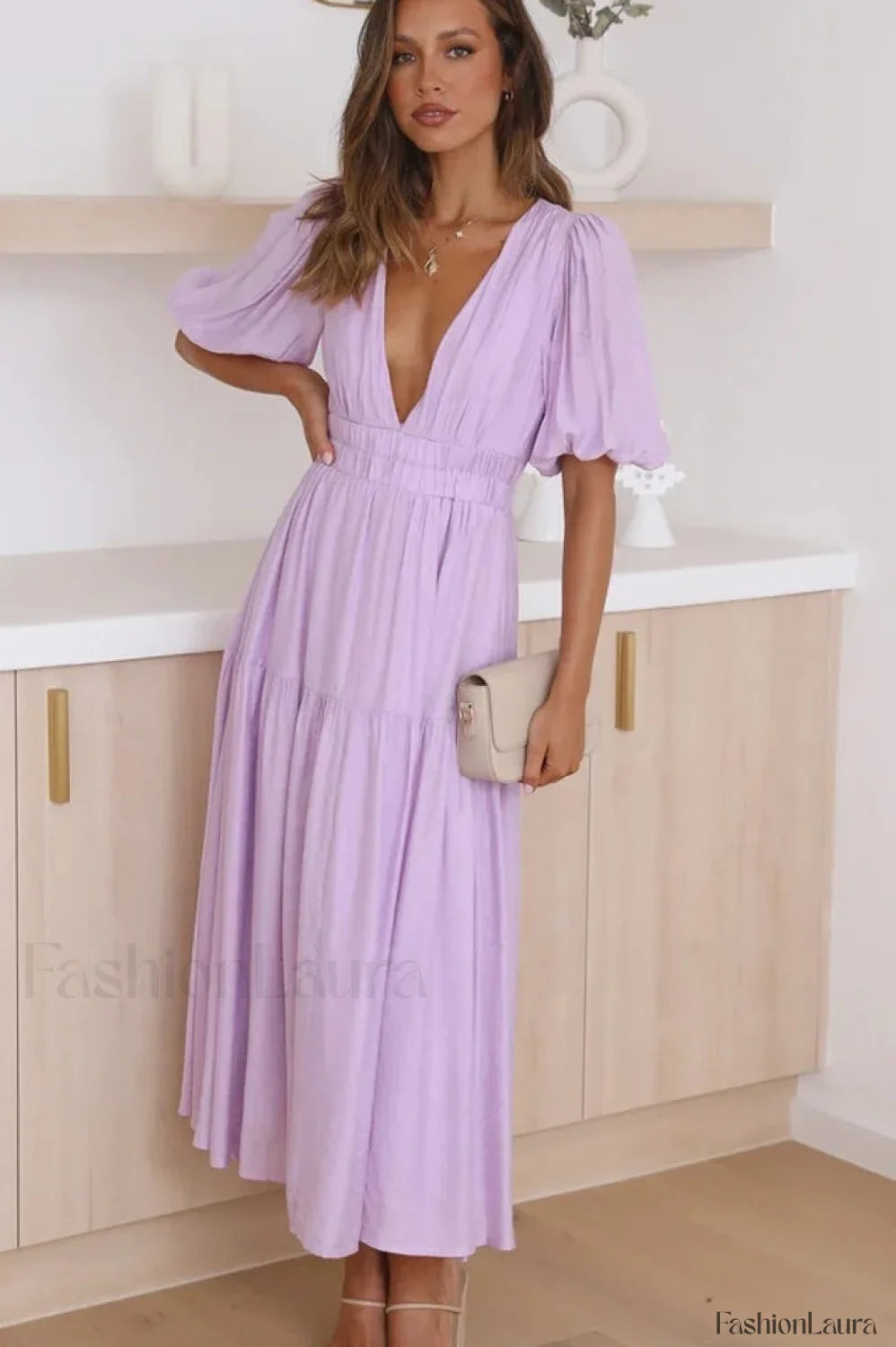 Erin Elegant Midi Dress S / Lilac