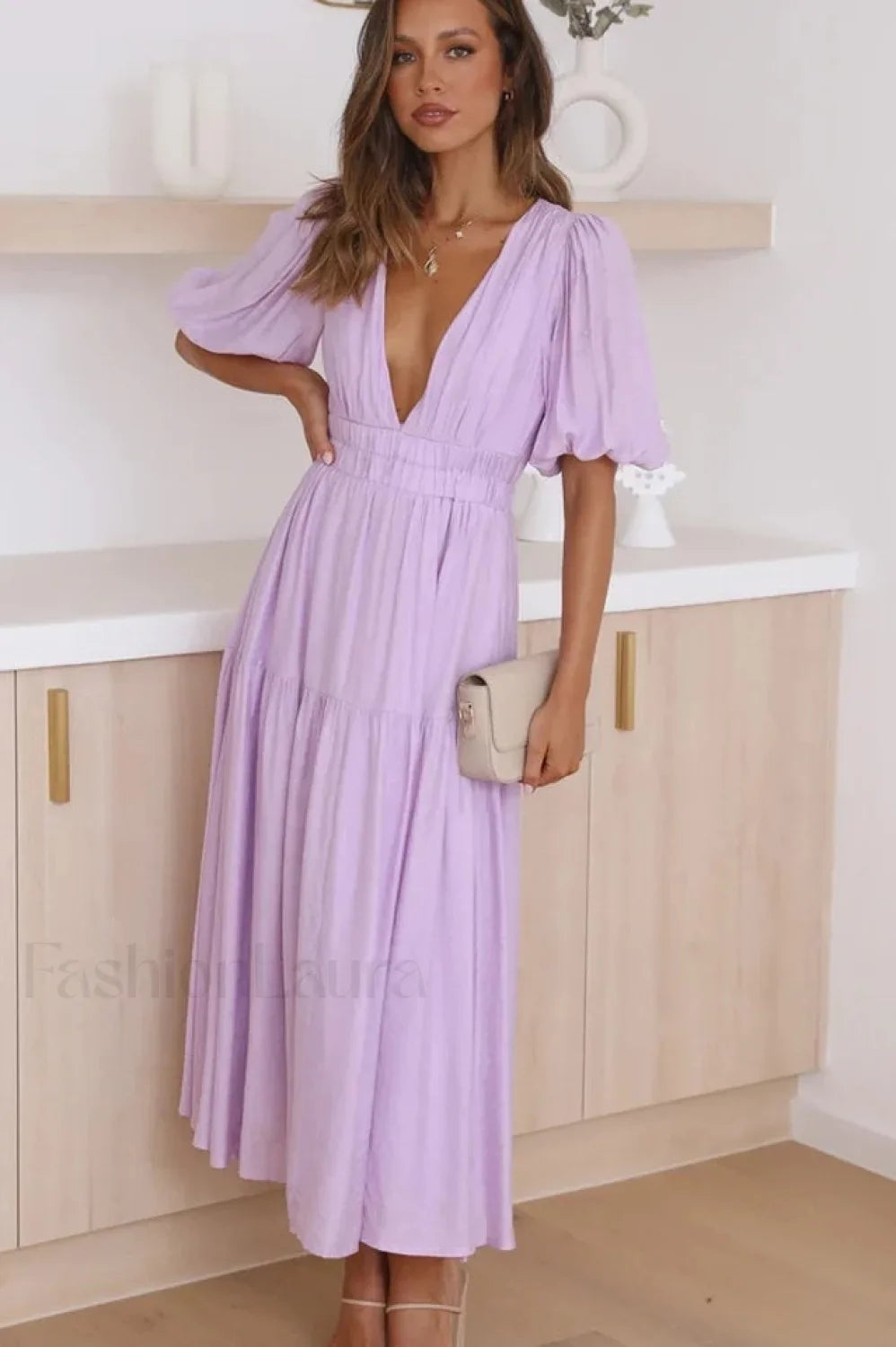 Erin Elegant Midi Dress S / Lilac