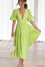 Erin Elegant Midi Dress S / Lime