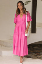 Erin Elegant Midi Dress S / Pink