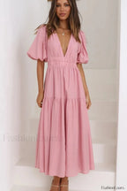 Erin Elegant Midi Dress S / Soft Pink