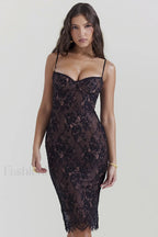 Escala Black Stylish Lace Midi Dress XS / Black