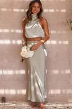 Esther Top + Charming Maxi Skirt Set S / Olive