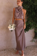 Esther Top + Charming Maxi Skirt Set S / Mushroom