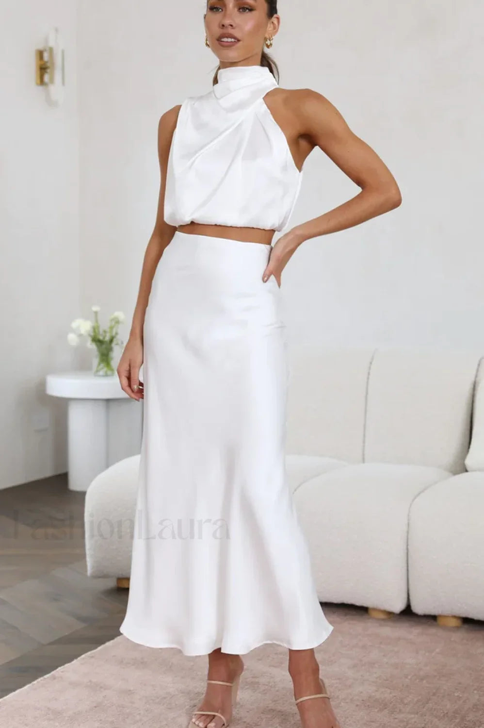 Esther Top + Charming Maxi Skirt Set S / White