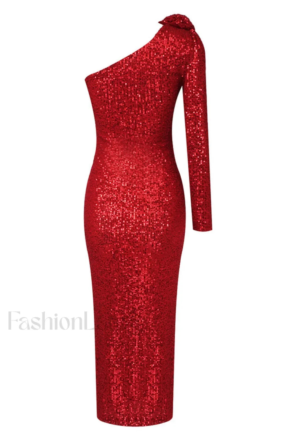 Ethel Sequins One Charming Shoulder Midi Dress