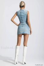 Eve Denim Blue Charming Sleeveless Mini Dress