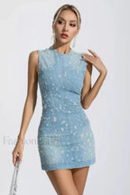 Eve Denim Blue Charming Sleeveless Mini Dress