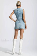 Eve Denim Blue Charming Sleeveless Mini Dress