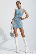 Eve Denim Blue Charming Sleeveless Mini Dress S / Blue