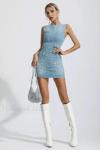 Eve Denim Blue Charming Sleeveless Mini Dress S / Blue