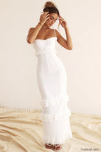 Eve White Stylish Broderie Maxi Dress