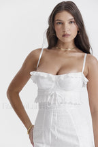 Eve White Stylish Broderie Maxi Dress