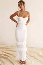 Eve White Stylish Broderie Maxi Dress