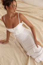 Eve White Stylish Broderie Maxi Dress