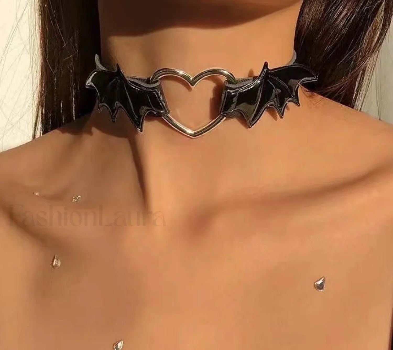 Exaggerated Diamond Necklace INS Heart Style BLACK
