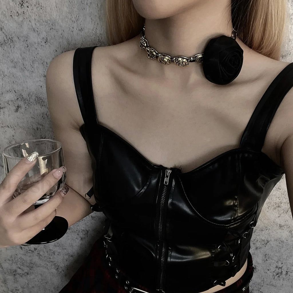 Exaggerated Pearl Floral Choker Luxury Necklace BLACK