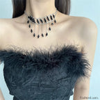 Exaggerated Vintage Tassel Cross Pendant Necklace BLACK