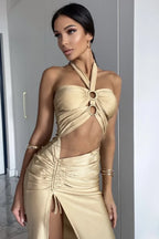 Exotic O ring Cinched Charming Cut Out Dress