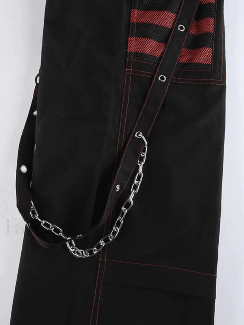 Eyelet Strap Black Cargo Pants Pants