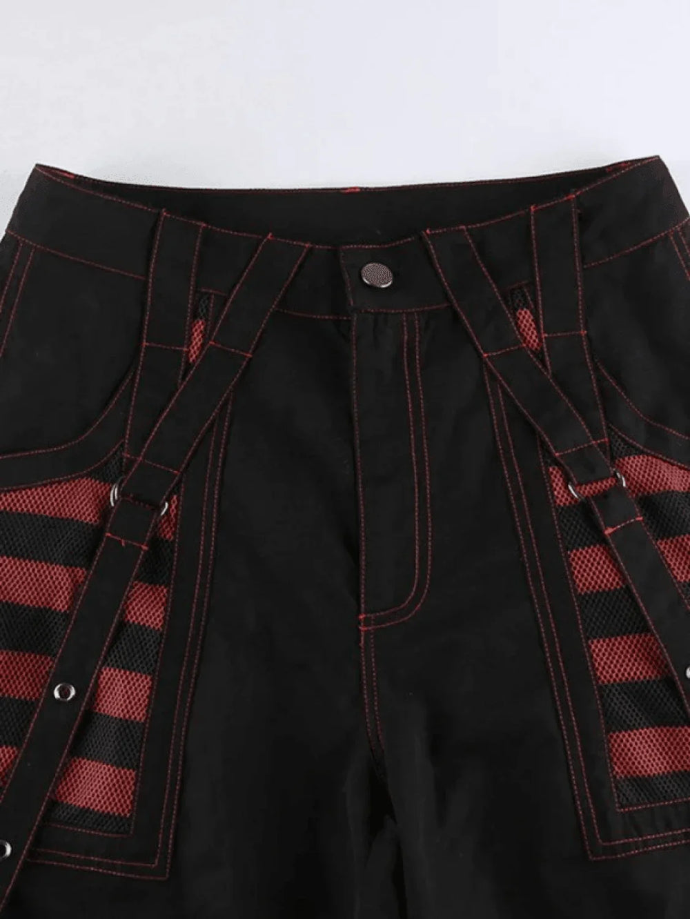 Eyelet Strap Black Cargo Pants Pants
