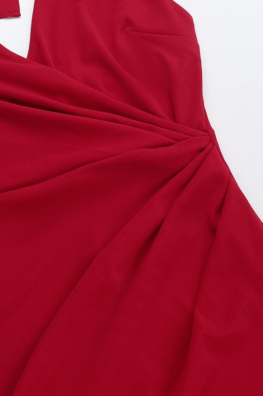 Ruched Halter Backless Party Dress