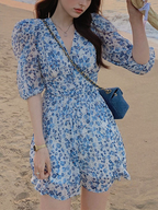 Julia Fashion - Gloral Blue Dress