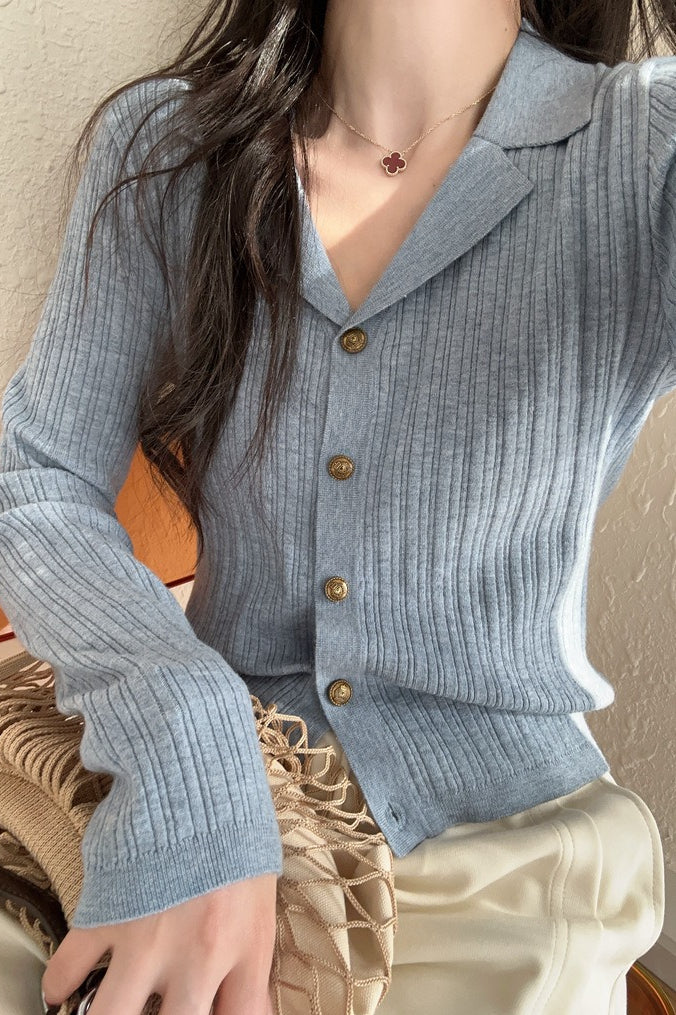 Wool Blend Textured Cardigan