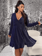 JuliaFashion - Sexy Curve V-Neck Long Sleeve Evening Party Dress