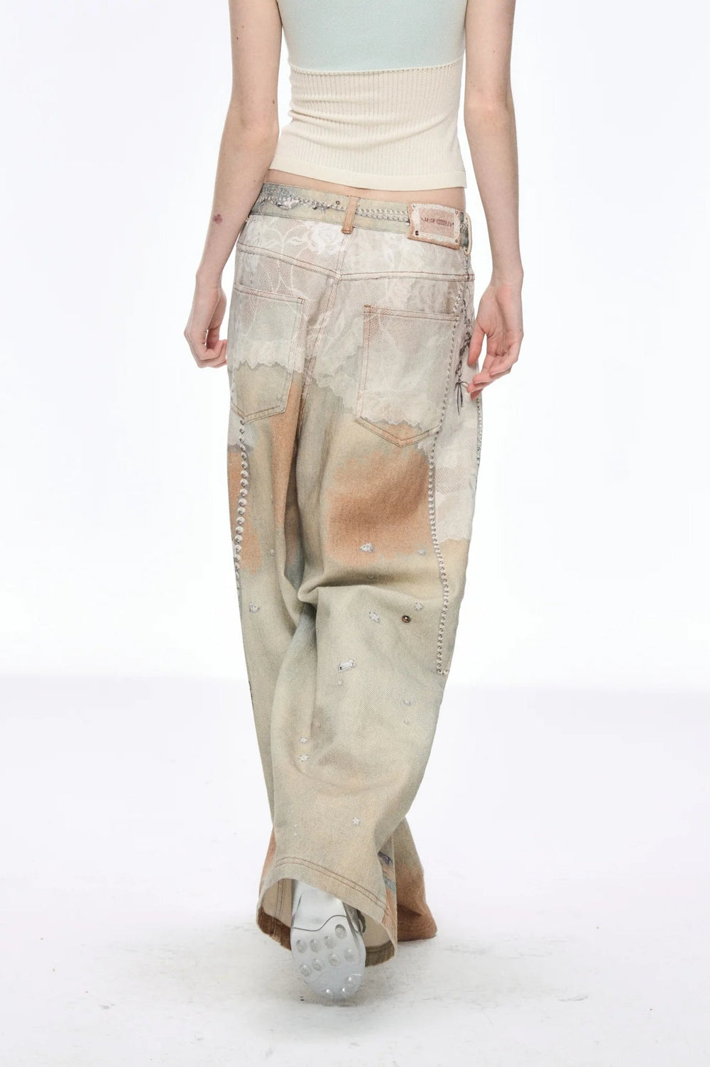 Tie Dye Baggy Wide Leg Denim Jeans