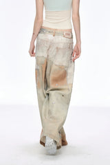 Tie Dye Baggy Wide Leg Denim Jeans