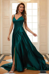 Satin Slit Maxi Formal Dress