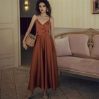 JuliaFashion - Sexy Satin Backless Vintage Dress