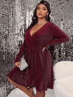 JuliaFashion - Sexy Curve V-Neck Long Sleeve Evening Party Dress