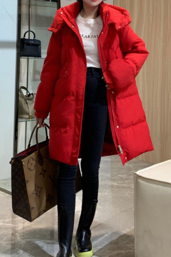 Long Oversize Insulated Puffer Jacket S / Red