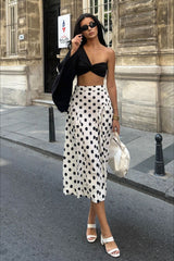Polka Dot High Waist A-Line Skirt