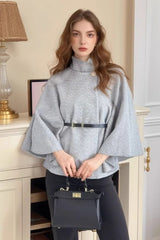 Belted Wool Cape Coat Grey / S