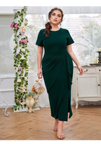 JuliaFashion-Gentle O-Neck Ruffles Hip Wrap Office Lady Dresses