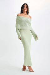 Off Shoulder One Shoulder Knit Sweater Dress