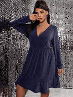 JuliaFashion - Sexy Curve V-Neck Long Sleeve Evening Party Dress