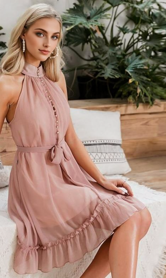 JuliaFashion - Vintage Ruffle Sexy Sleeveless Dress